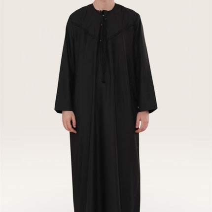 Men's Eid Black Moroccan Jubba Robe Djellaba Ramadan Eid Thobe - HM11