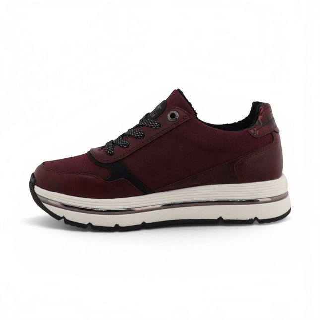 Mustang Women's Burgundy Lace-Up Trainers Platform Sneakers - M0332001