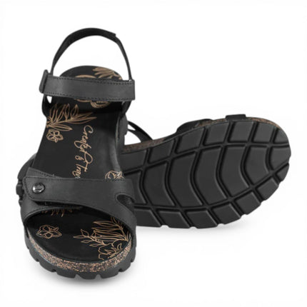 Panama Jack Women's Wedge Black Leather Platform Sandals -  Sulia B2