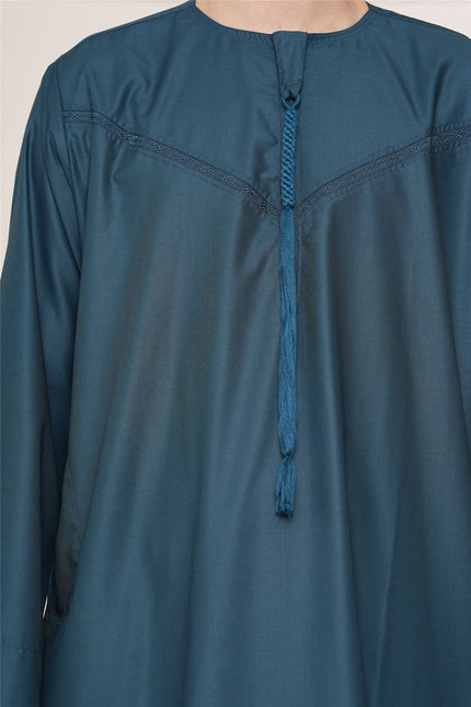 Men's Ramadan Eid Blue Moroccan Jubba Robe Djellaba Thobe - TT-008