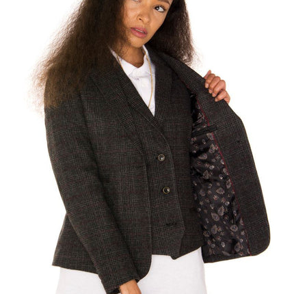 Womens Tweed 1920s Herringbone Charcoal Blazer