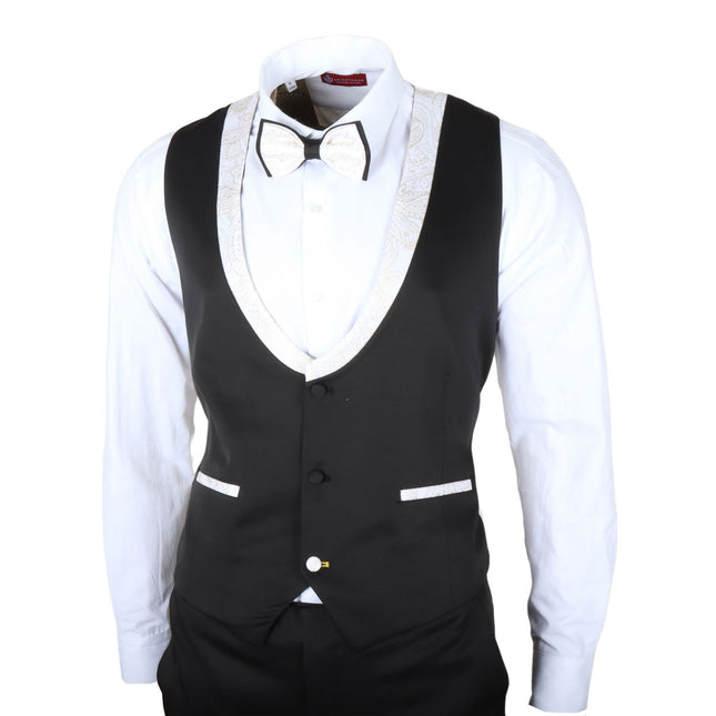Men's 4 Piece White Paisley Wedding Suit Tailor Fit