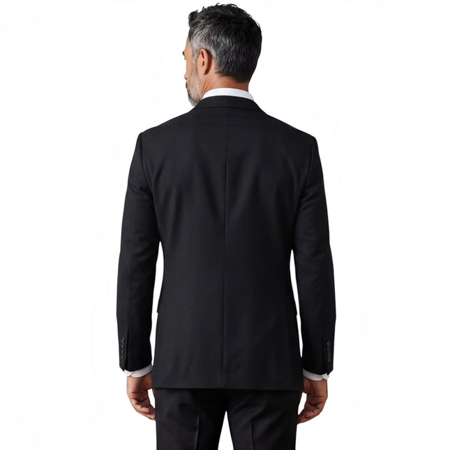 Men's Black Formal 3 Piece Tailored Fit Plain Suit - IM4