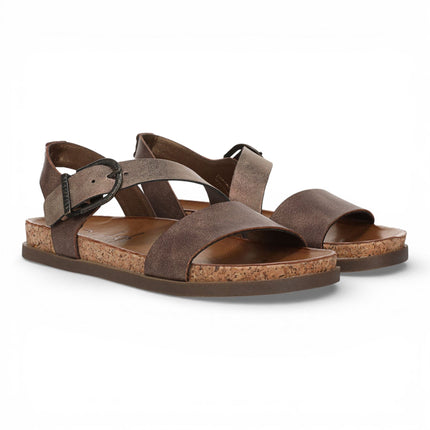 Blowfish Malibu Women's Brown Silver Footbed Strappy Flat Sandals - Lance