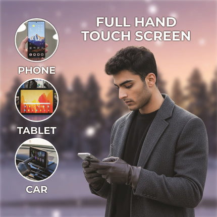 Men’s Brown Italian Leather Warm Wool Lining Winter Gloves - M-LGV-305