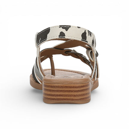 Blowfish Malibu Women's Black White Micro Wedge Strappy Sandals - April