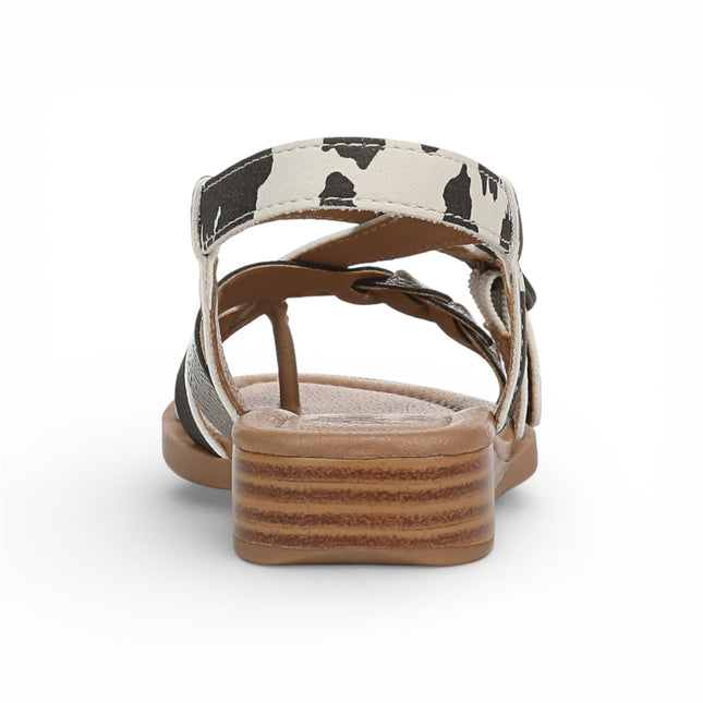 Blowfish Malibu Women's Black White Micro Wedge Strappy Sandals - April