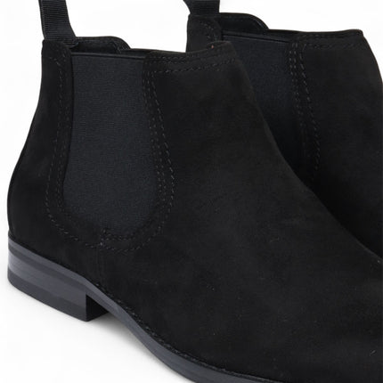 Men's Black Suede Chelsea Boots Real Leather Lined Slip-On