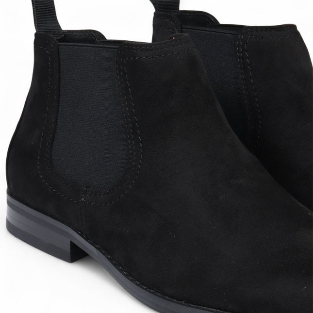 Men's Black Suede Chelsea Boots Real Leather Lined Slip-On