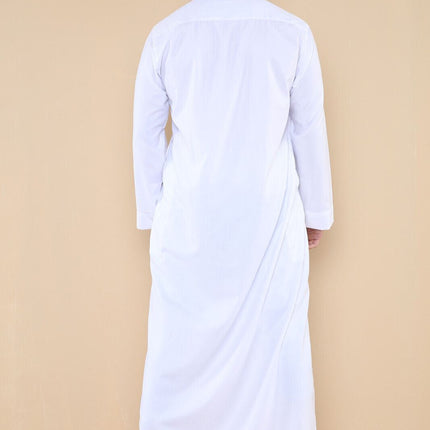 Mens White Thobe Jubba Saudi Islamic Arabic Eid Cotton Kaftan Jubbah Umrah Robe