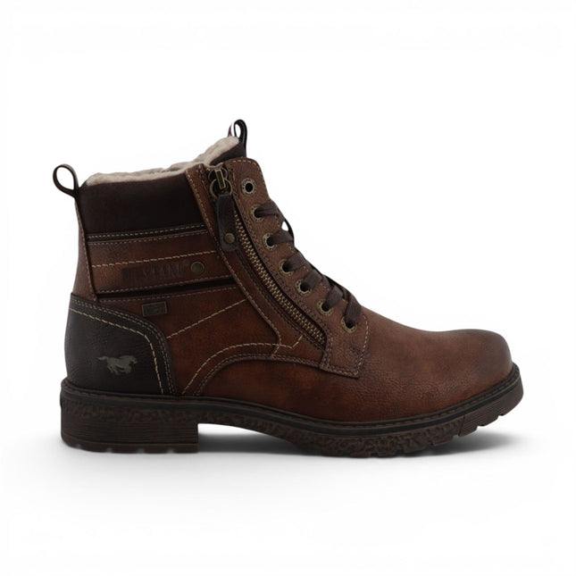 Mustang Men's Brown Faux Leather Winter Lace-Up Ankle Boots - M0081002