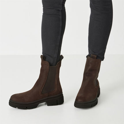 Tamaris Womens Mocca Brown Leather Classic High Pull-On Chelsea Ankle Boots