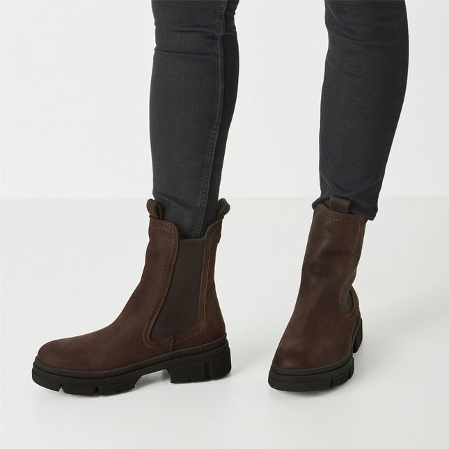Tamaris Womens Mocca Brown Leather Classic High Pull-On Chelsea Ankle Boots