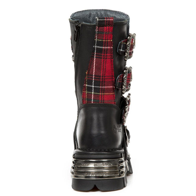 New Rock Tartan Leather Gothic Boots - 391T-S1
