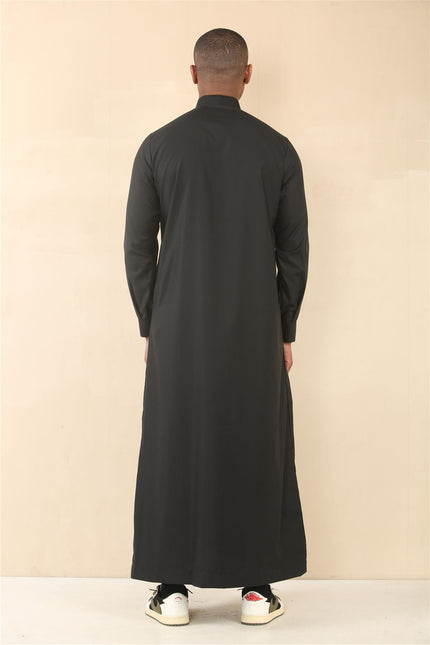 Men's Black Thobe Arab Saudi Emirati Islamic Clothing Jubba Robe