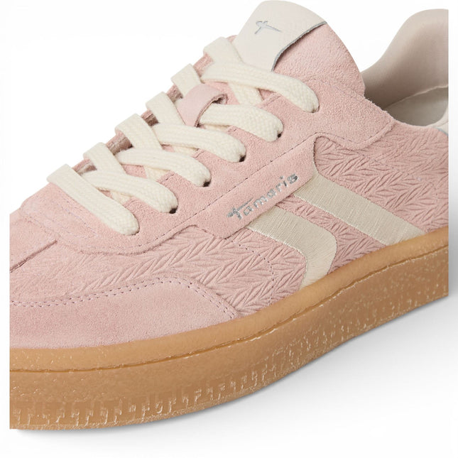 Tamaris Women's Pink Leather White Stripes Trainers Sneaker Shoes