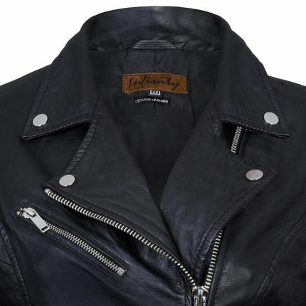 Womens Leather Classic Biker Brando Jacket-Baku