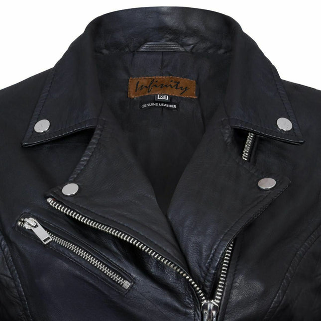 Womens Leather Classic Biker Brando Jacket-Baku