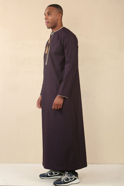Men's Omani Eid Purple Thobe  Saudi Emirati Jubba Robe