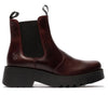 Fly London Womens Wine Medi789 Wedged Chelsea Ankle Leather Platform Boots