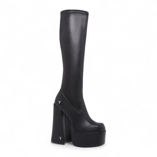 Windsorsmith Womens Black Knee-High Sock Platform Goth Heel Boots - Survival