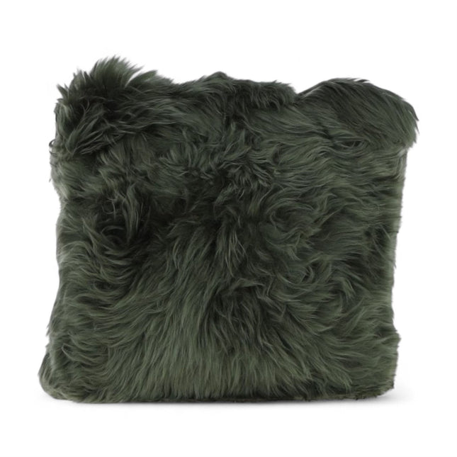 Genuine Sheepskin Thyme Green  40x40cm Real Wool Single Sided Cushion