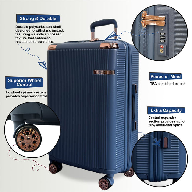 Hard Shell Cabin 55 x  36 x 22 cm PC Suitcase Luggage Suitable for Easyjet, Ryanair
