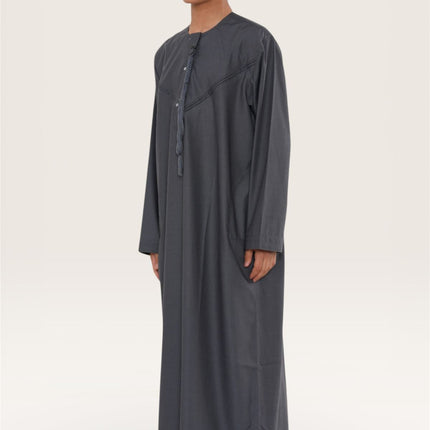Kids Boys Eid Grey Moroccan Jubba Robe Djellaba Ramadan Eid Thobe - K-HM11