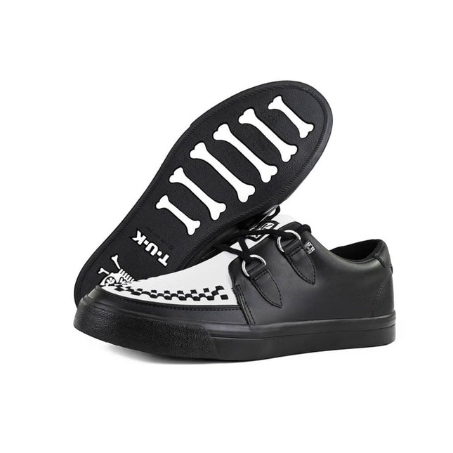 TUK Pointed Creeper Sneaker Black White Leather Platform Shoes - A9180