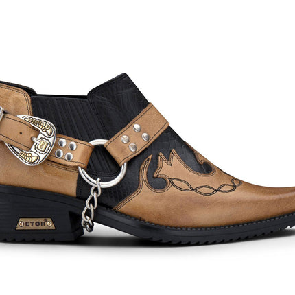 Men's Black/Tan Snakeskin Winklepicker Leather Western Boots
