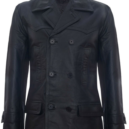 Mens Cowhide Leather Peacoat-Krakaw