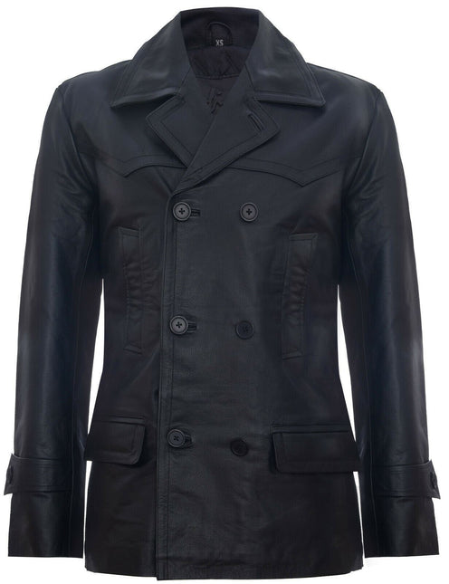 Mens Cowhide Leather Peacoat-Krakaw