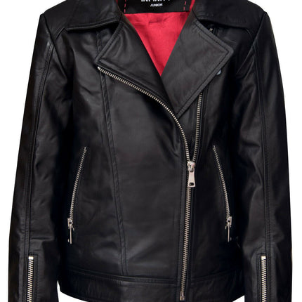Kids Designer 100% Leather Zip Up Biker Jacket