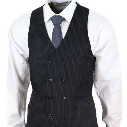 Men's 3 Piece Black Pinstripe Retro Suit