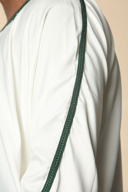 Men's White Moroccan Thobe Djellaba Jubba Robe Eid