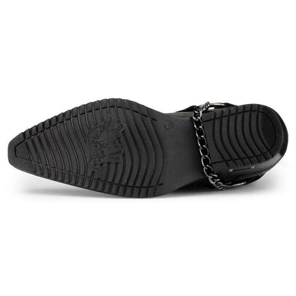 Men's Black Leather Western Winklepicker Gothic Shoes