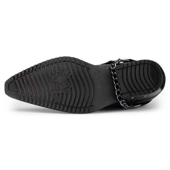 Men's Black Leather Western Winklepicker Gothic Shoes