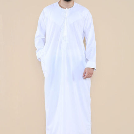 Mens White Thobe Jubba Saudi Islamic Arab Eid Emirati Kaftan Jubbah Tassel Robe