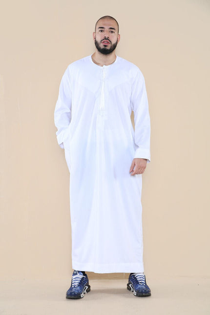 Mens White Thobe Jubba Saudi Islamic Arab Eid Emirati Kaftan Jubbah Tassel Robe
