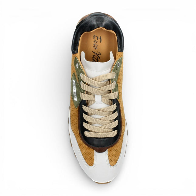 Lorenzo Conti Men's Aglae 02 Tan White Leather Trainers Sneaker Shoes