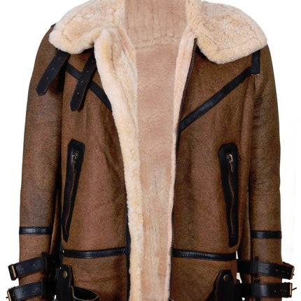 Mens Brown Vintage Pilot B3 Sheepskin Jacket- KNOXVILLE