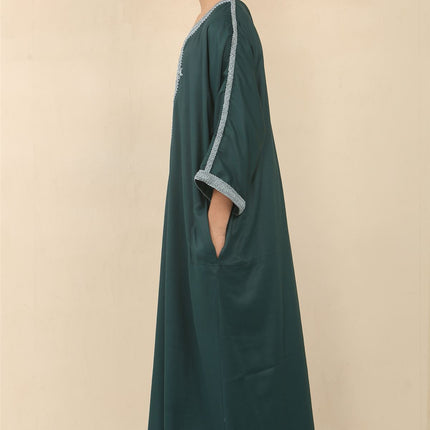 Kid's Boys Green Moroccan Thobe Jubba Robe Eid Djellaba Gandoura