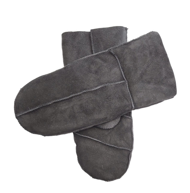 Infinity Leather Womens Black Genuine Real Sheepskin Suede Mittens Warm Gloves