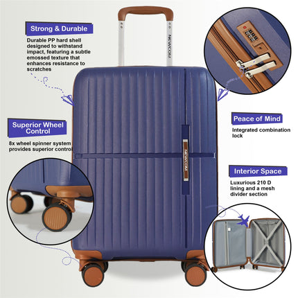 Strong Hard Shell Suitcase Set 8 Wheel Cabin Luggage Holiday Travel Case