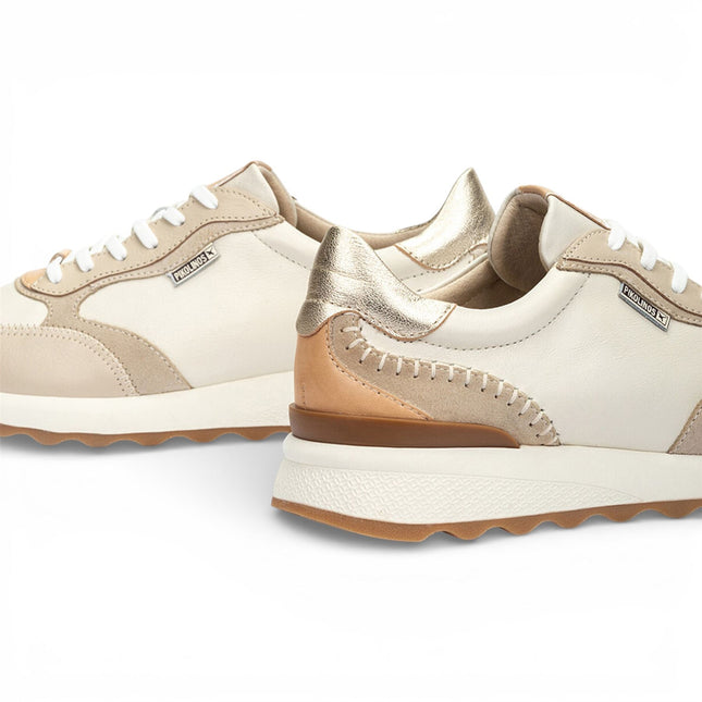 Pikolinos Women's Beige Leather Lace Up Sneaker Trainers Shoes - Arrecife