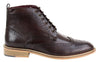 Mens Classic Oxford Brogue Ankle Boots In Brown Leather
