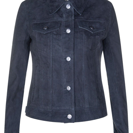 Womens Goat Suede Trucker Jeans Jacket-Astoria