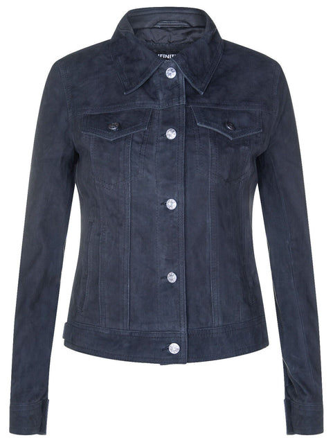 Womens Goat Suede Trucker Jeans Jacket-Astoria