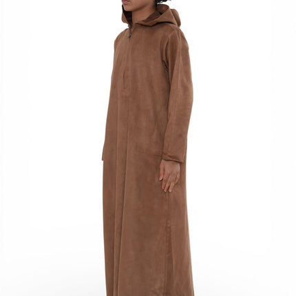 Kids Boys Hooded Eid Camel Brown Moroccan Jubba Robe Ramadan Eid Thobe - K-HM12