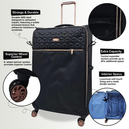 Cabin 4 Wheel Luggage Travel Soft Lightweight Bags